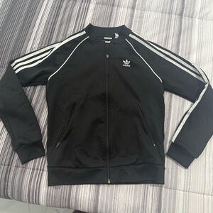 Adidas Black Track Jacket with White Stripes